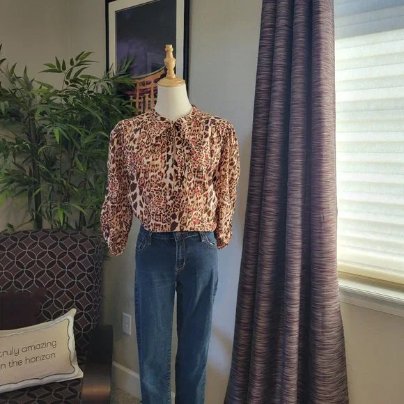 Gibson Latimer Animal Print Blouse - Size XL - Picture 2 of 11